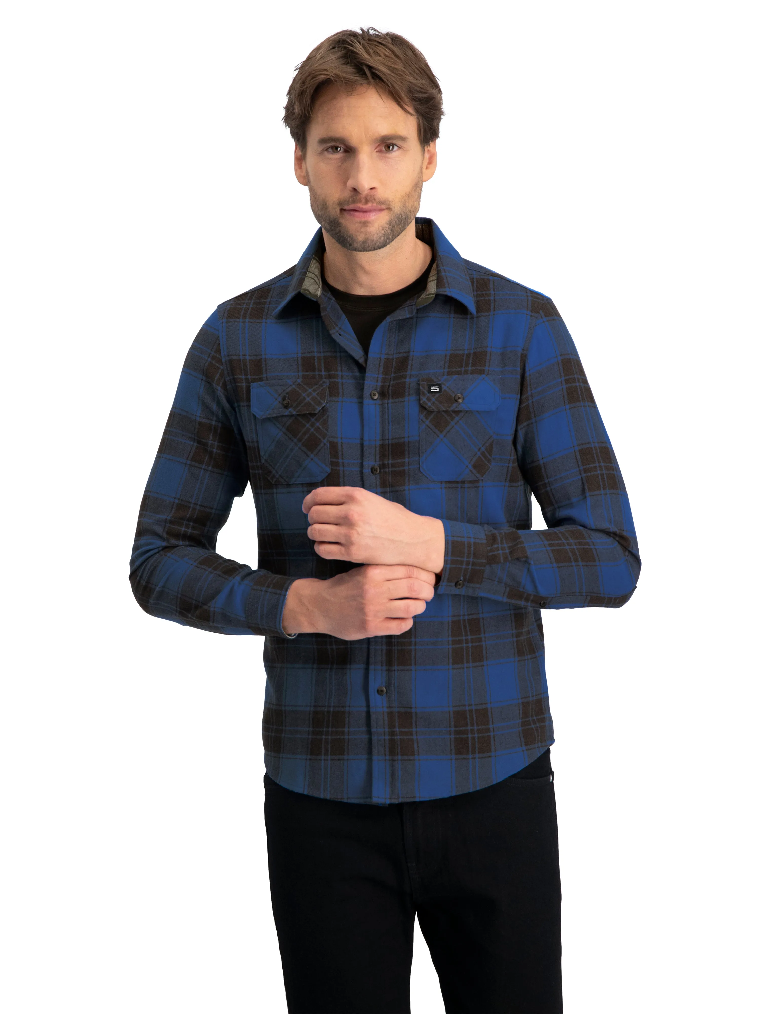Flannel Shirt for Men - Dry Fit Long Sleeve Button Down - Moisture Wicking and Stretch Fabric