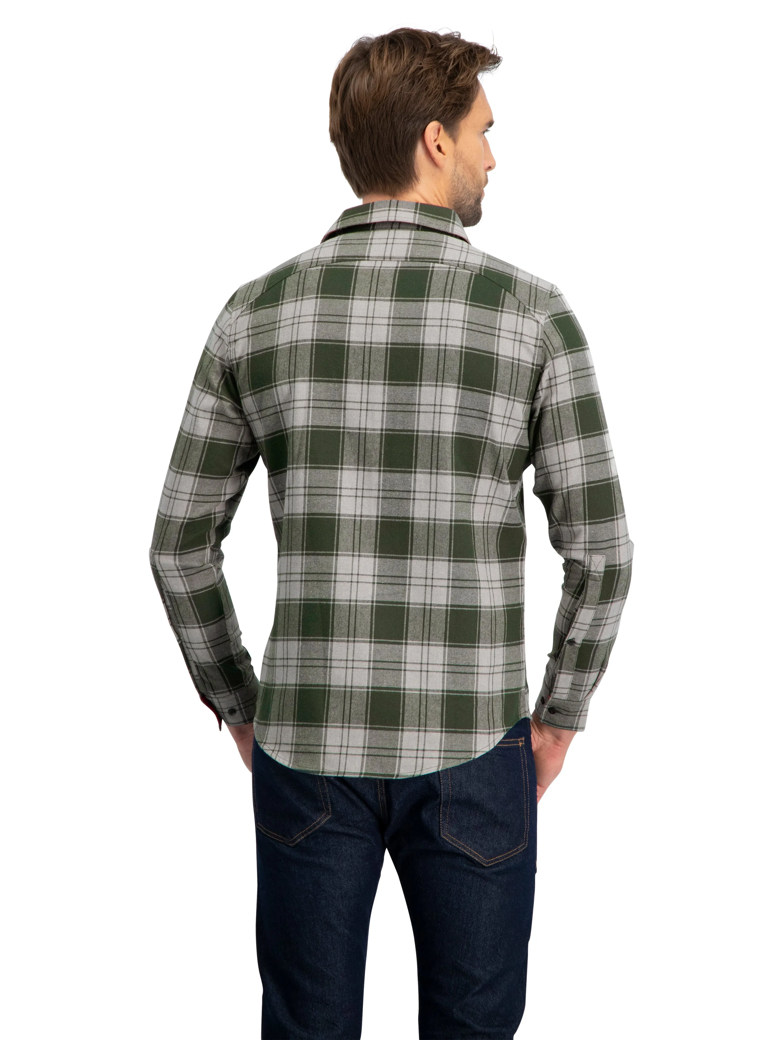 Flannel Shirt for Men - Dry Fit Long Sleeve Button Down - Moisture Wicking and Stretch Fabric