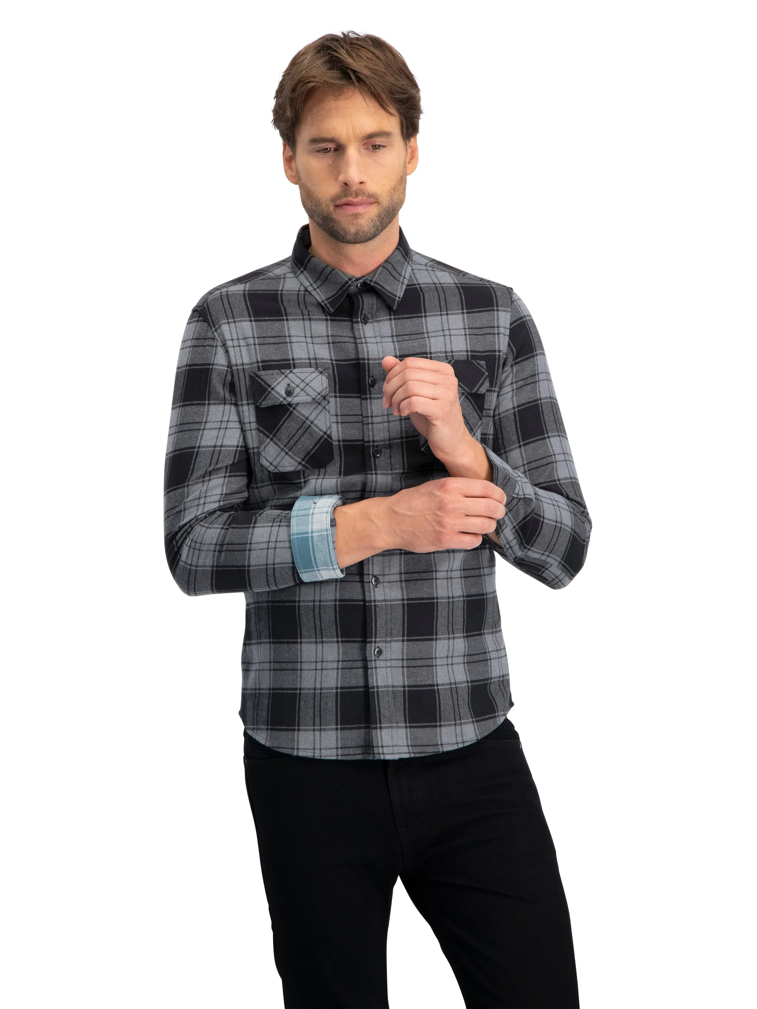 Flannel Shirt for Men - Dry Fit Long Sleeve Button Down - Moisture Wicking and Stretch Fabric