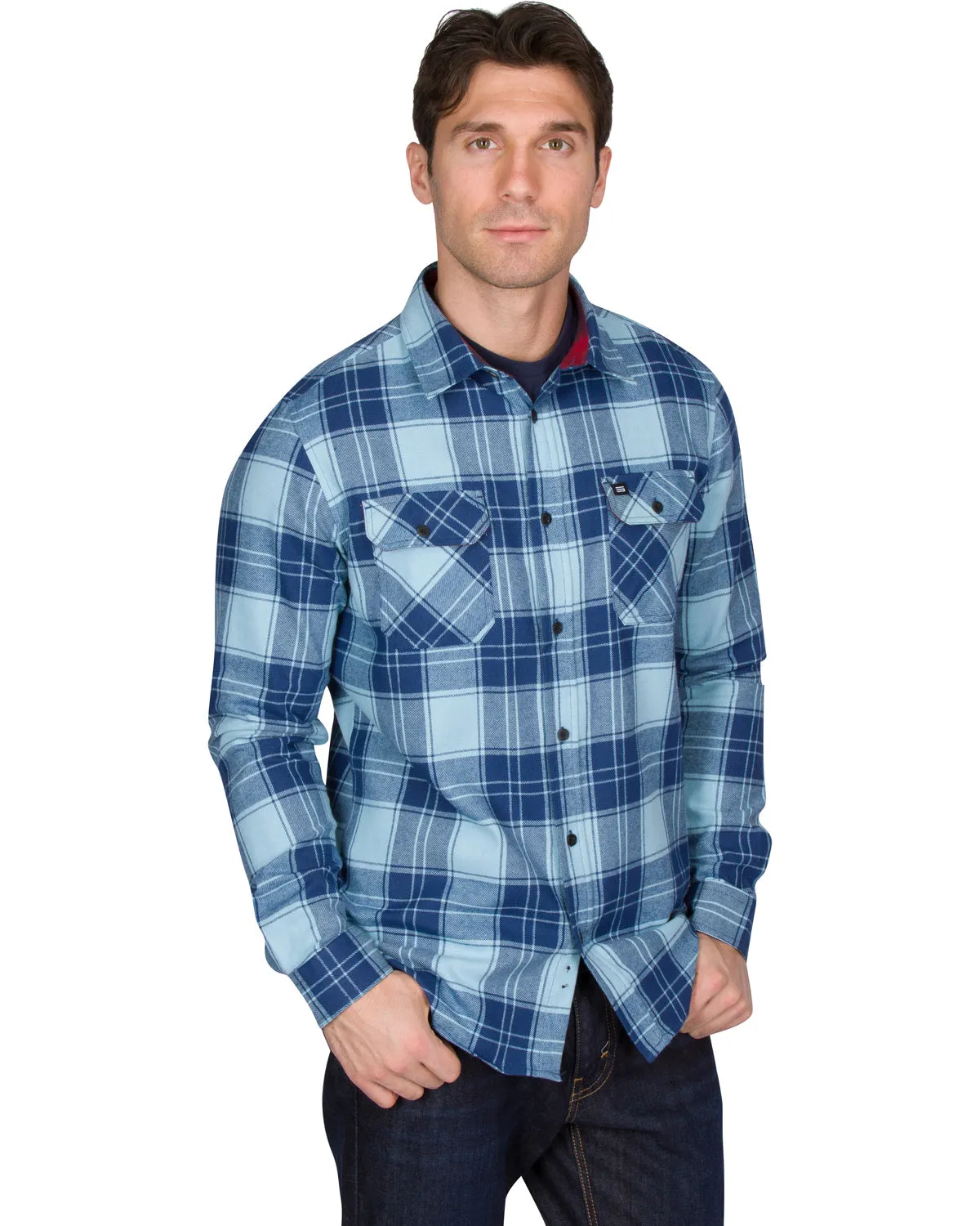 Flannel Shirt for Men - Dry Fit Long Sleeve Button Down - Moisture Wicking and Stretch Fabric
