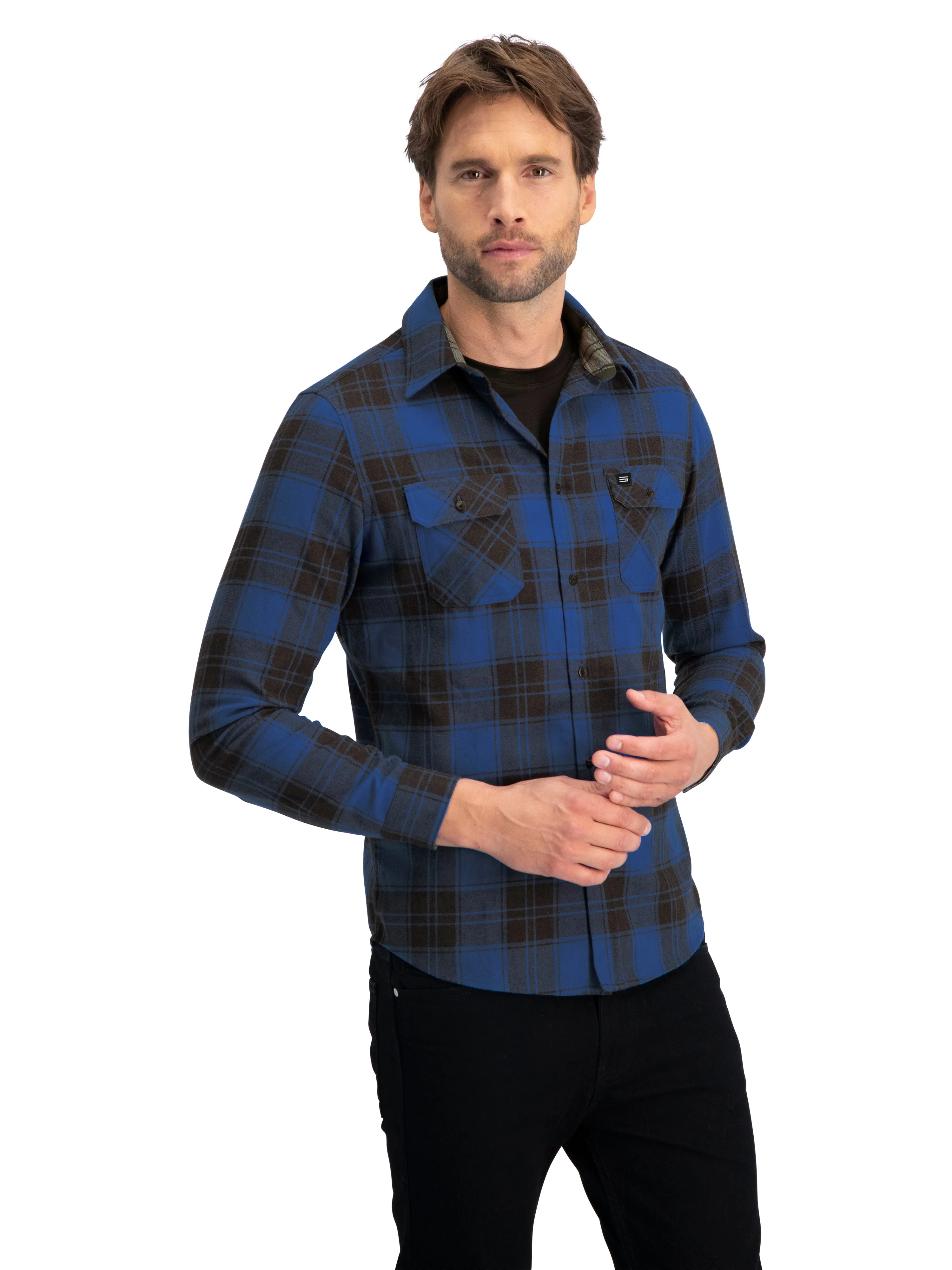 Flannel Shirt for Men - Dry Fit Long Sleeve Button Down - Moisture Wicking and Stretch Fabric
