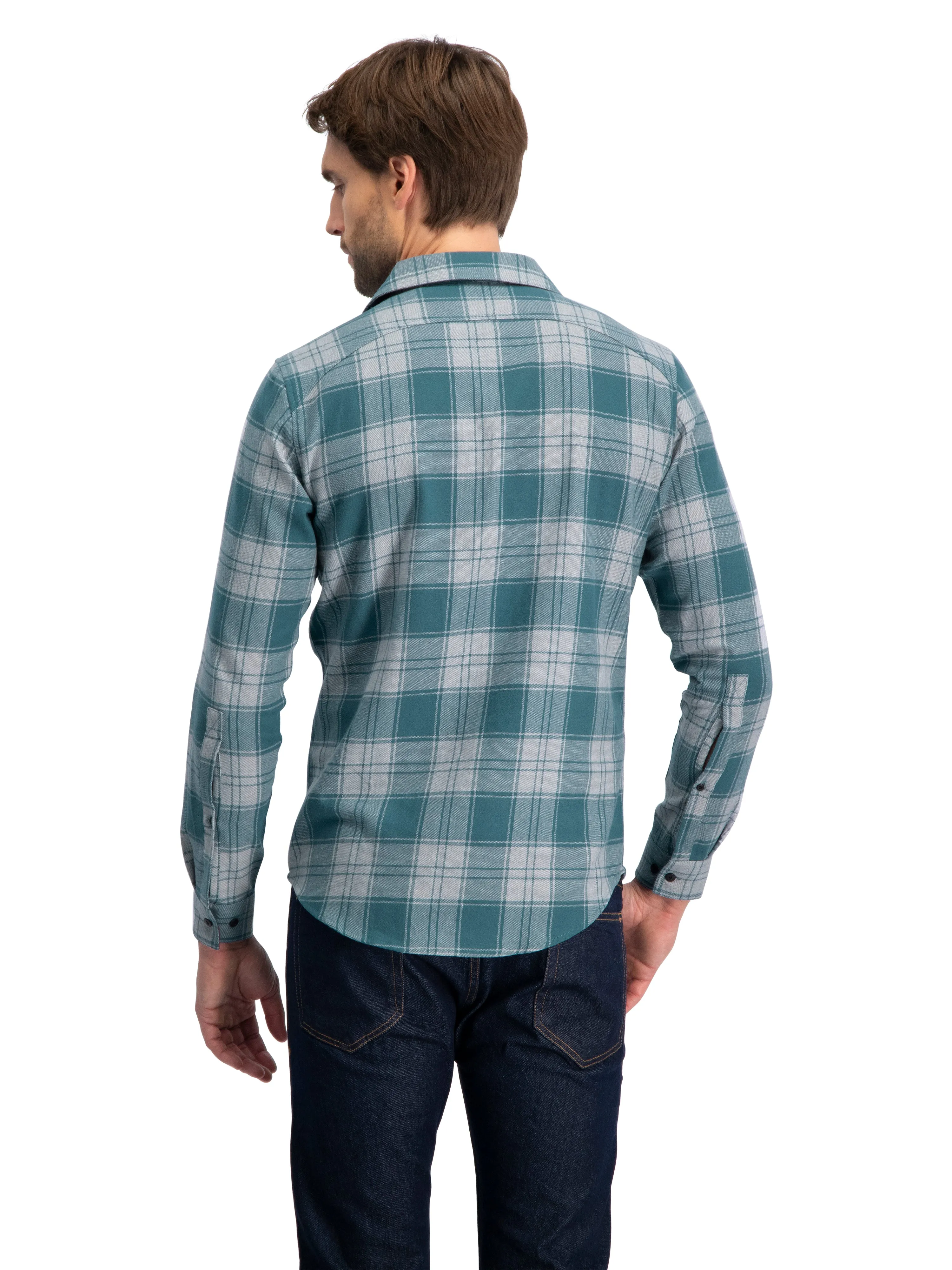 Flannel Shirt for Men - Dry Fit Long Sleeve Button Down - Moisture Wicking and Stretch Fabric