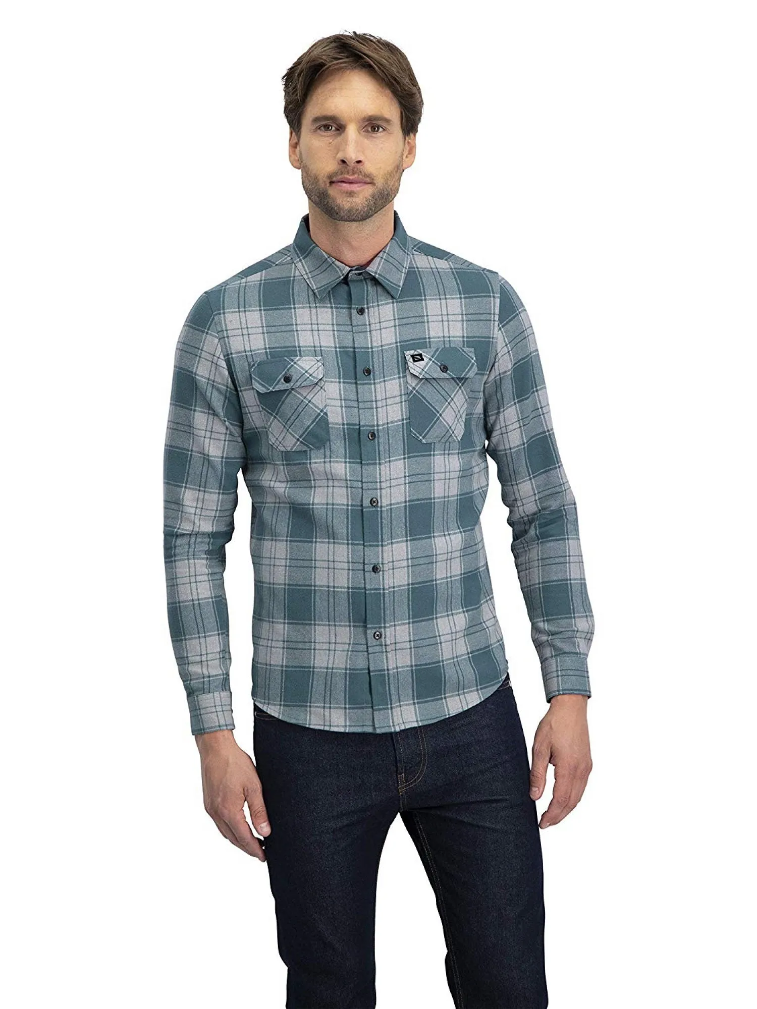 Flannel Shirt for Men - Dry Fit Long Sleeve Button Down - Moisture Wicking and Stretch Fabric