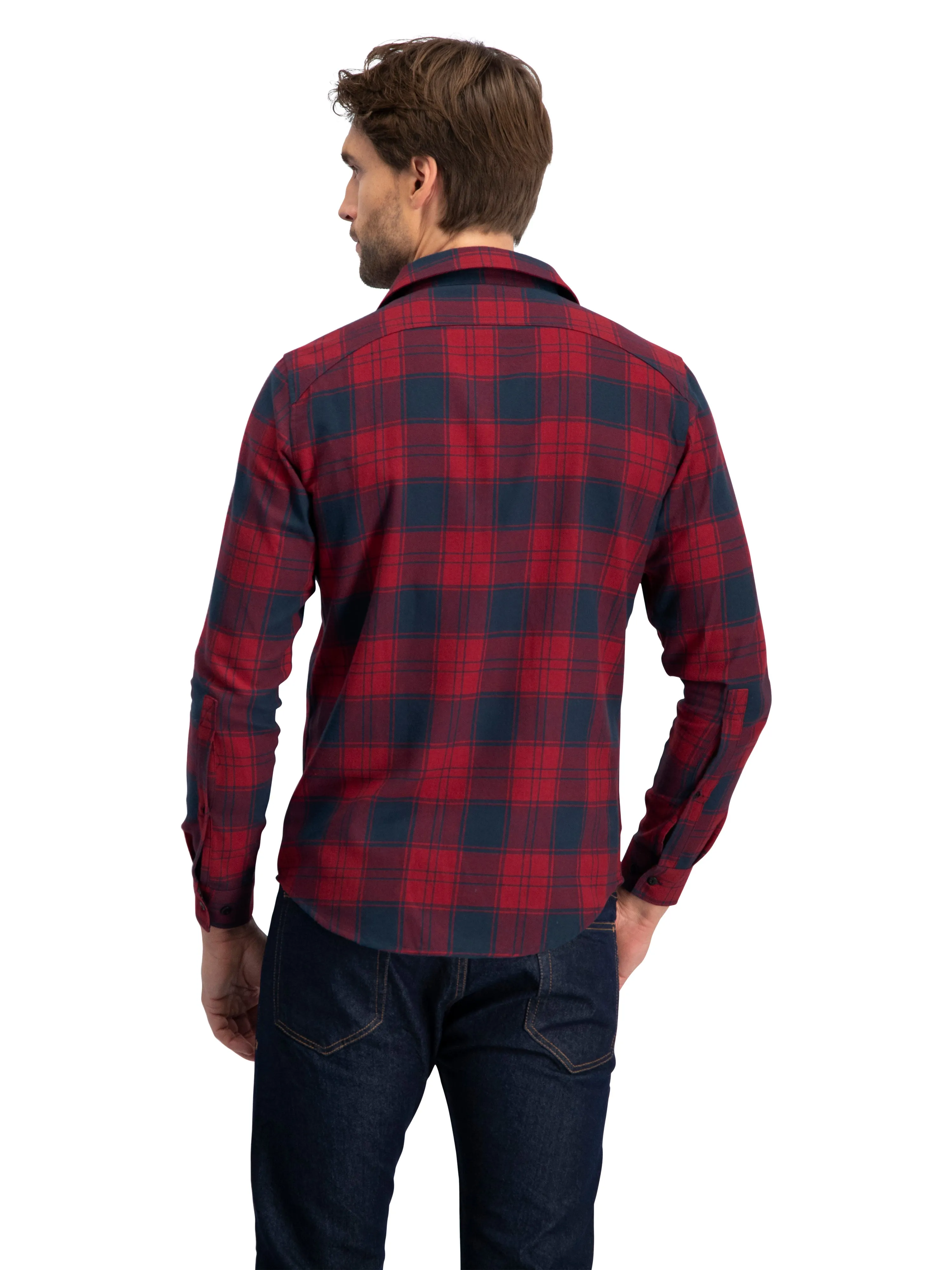 Flannel Shirt for Men - Dry Fit Long Sleeve Button Down - Moisture Wicking and Stretch Fabric