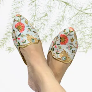 Floral Thread Mules