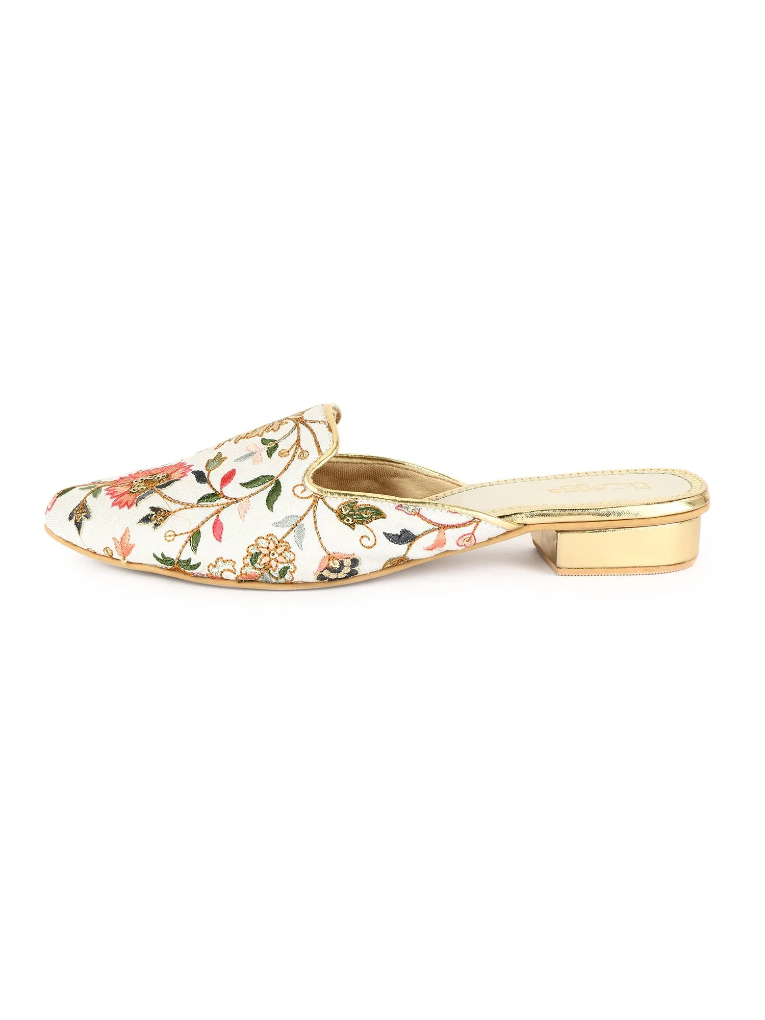 Floral Thread Mules