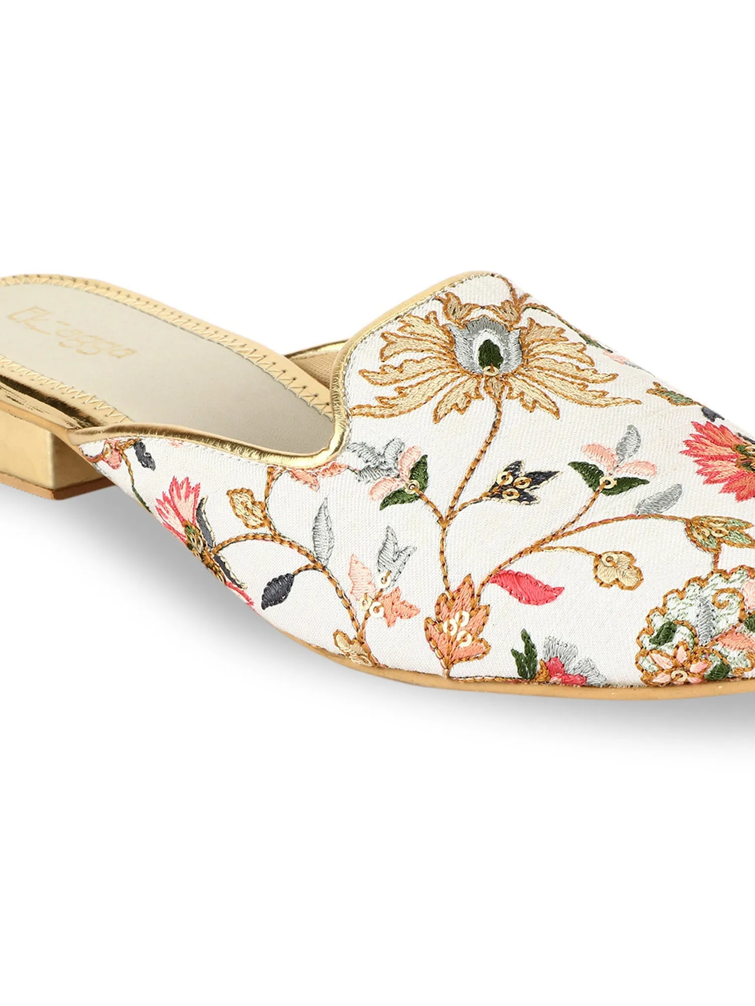 Floral Thread Mules