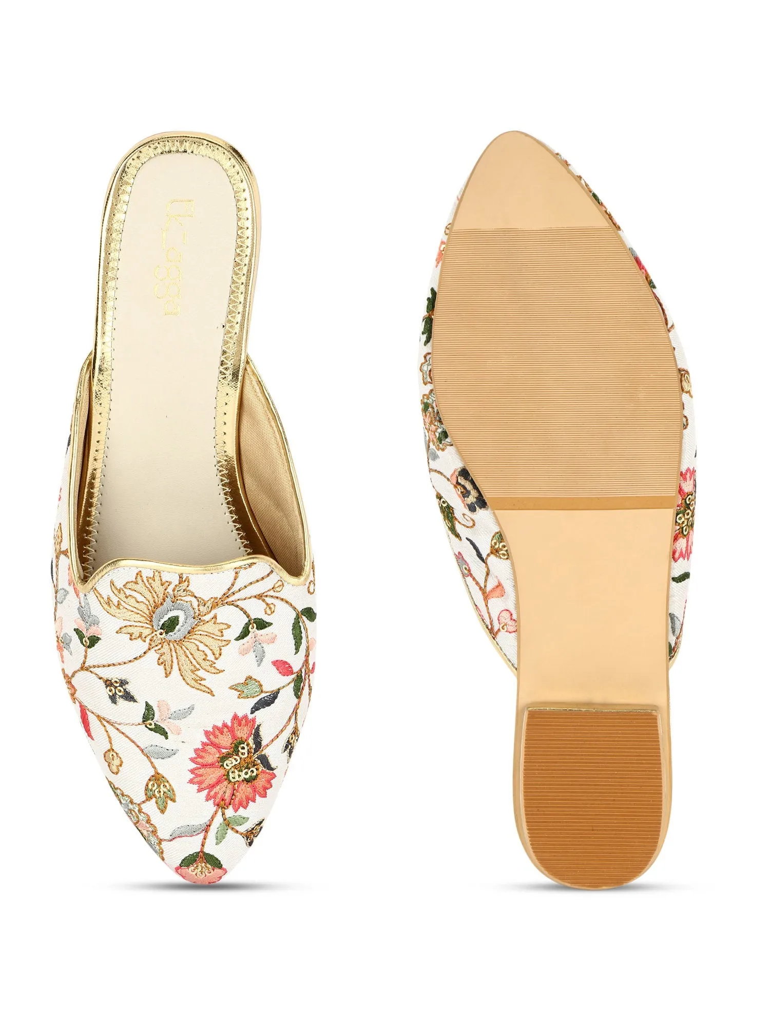 Floral Thread Mules