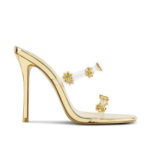 Florcita Gold Heeled Mules