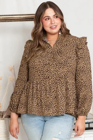 Frilled Shoulder Plus Size Babydoll Top