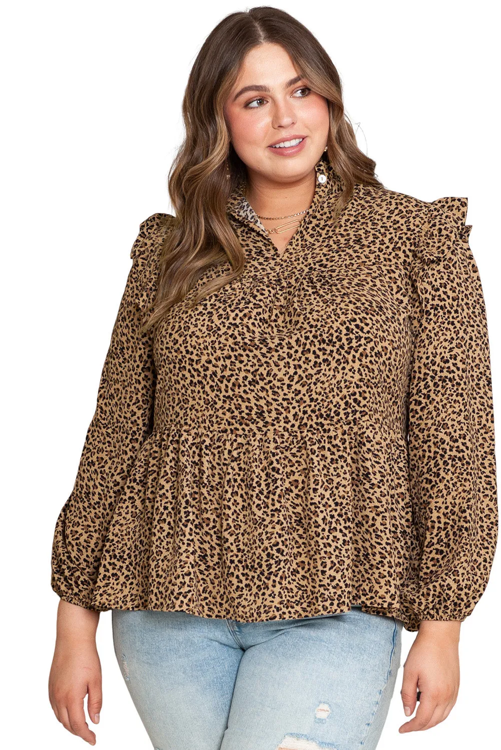 Frilled Shoulder Plus Size Babydoll Top