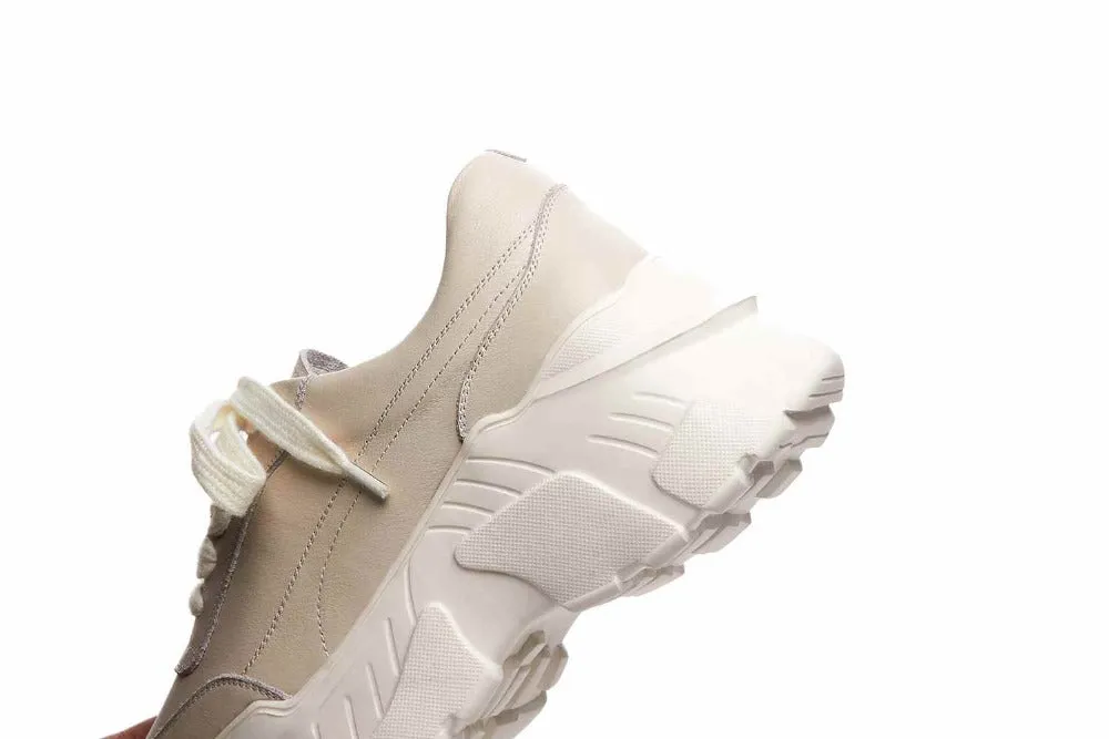 full grain leather platform streetwear superstar lace up round toe white sneakers leisure vulcanized shoes L97