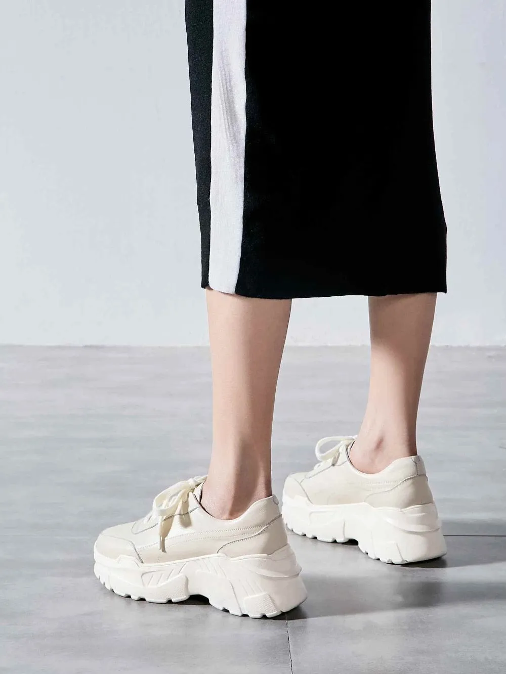 full grain leather platform streetwear superstar lace up round toe white sneakers leisure vulcanized shoes L97