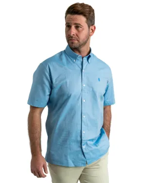 Gagliardi Blue Cotton Oxford Short Sleeve Shirt