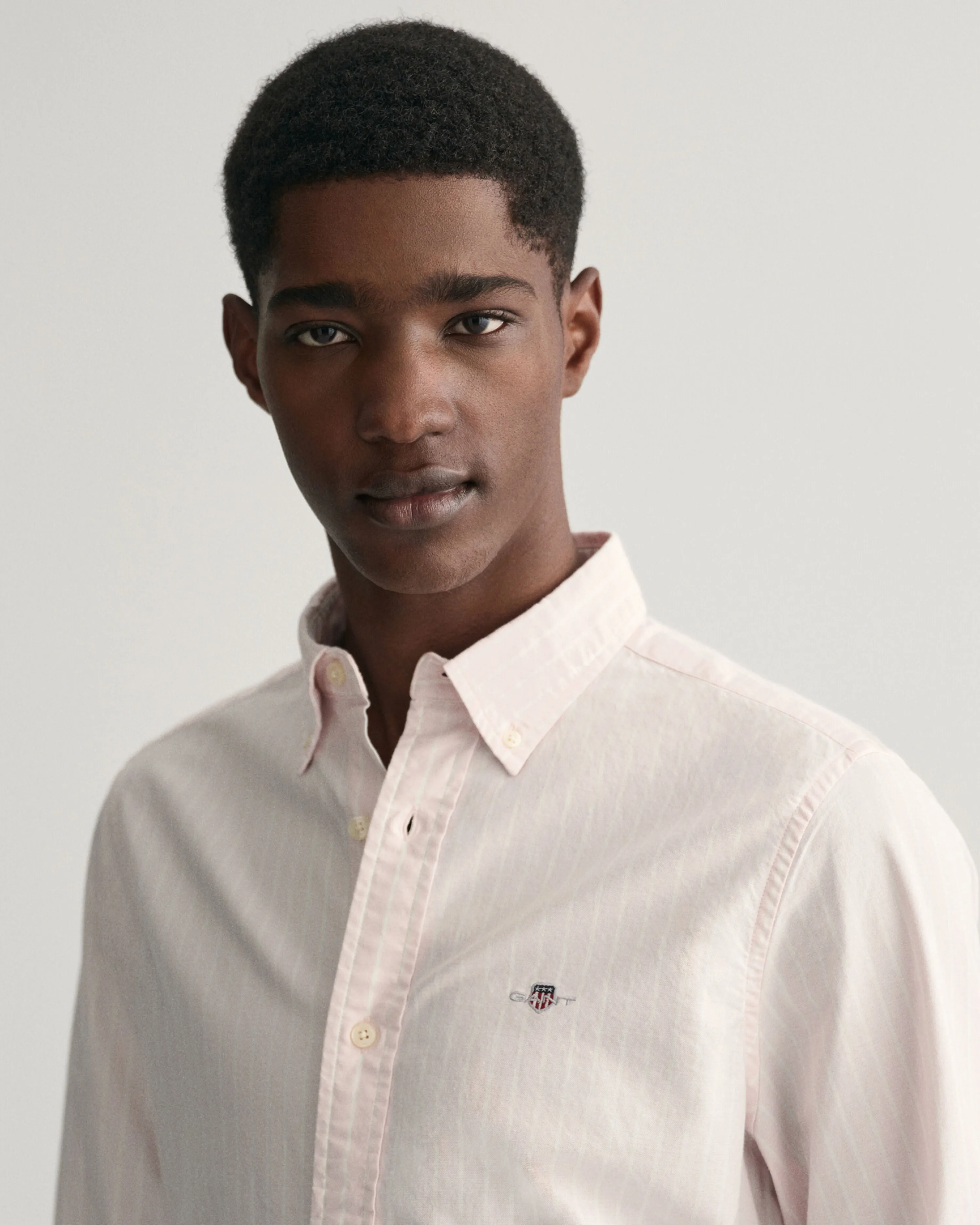 Gant Mens Slim Oxford stripe shirt - Light pink or light blue