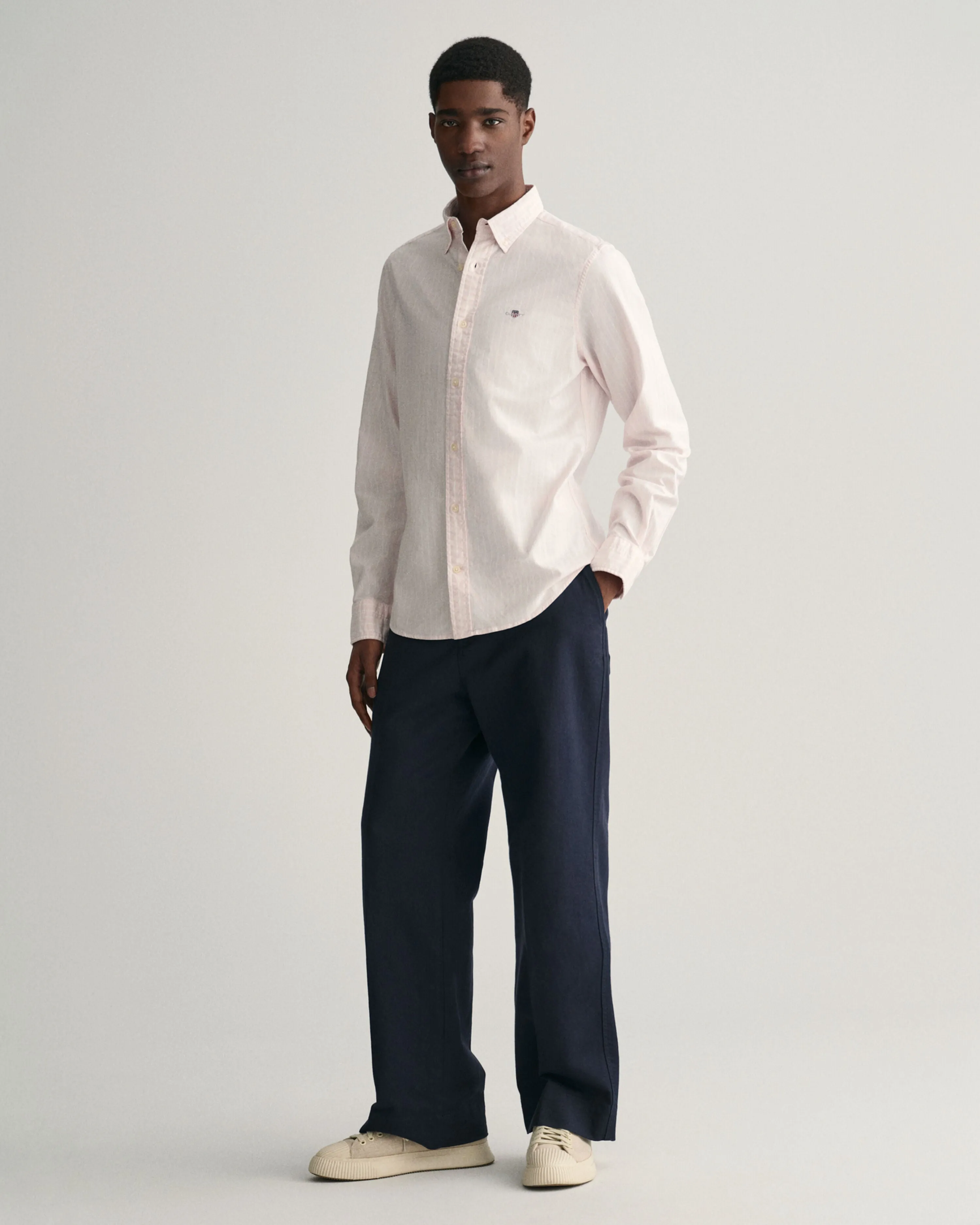 Gant Mens Slim Oxford stripe shirt - Light pink or light blue