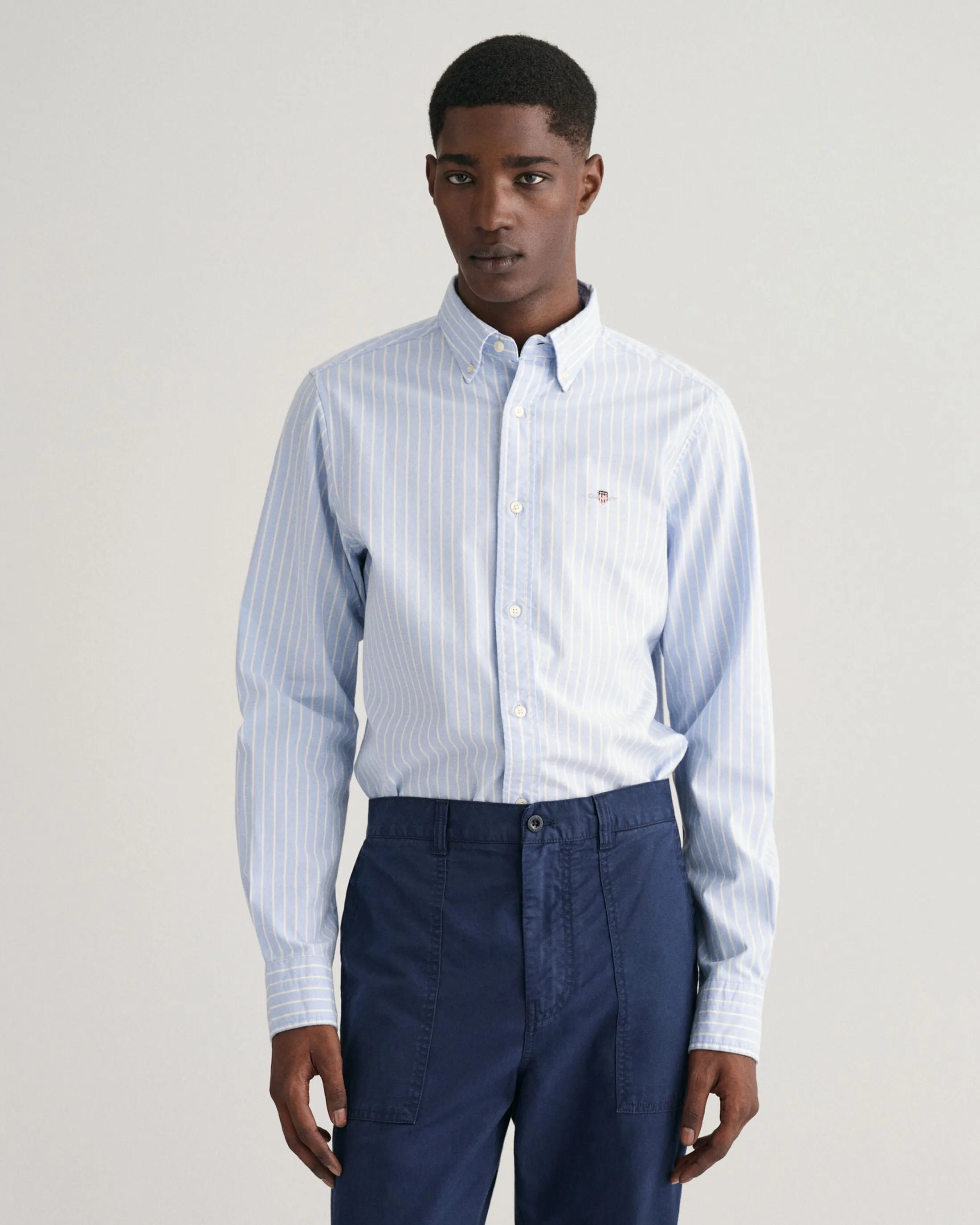 Gant Mens Slim Oxford stripe shirt - Light pink or light blue