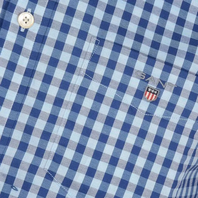 GANT Nautical Blue Heather Oxford Gingham Fitted Button Down 304112 Size M