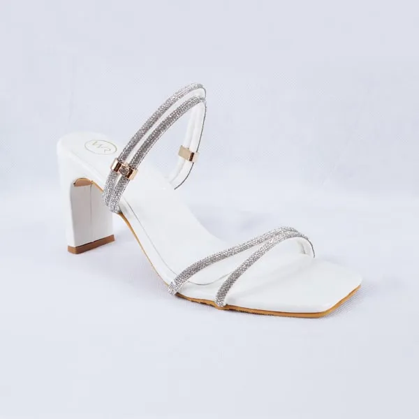 Gemma Patent White Mules Heels