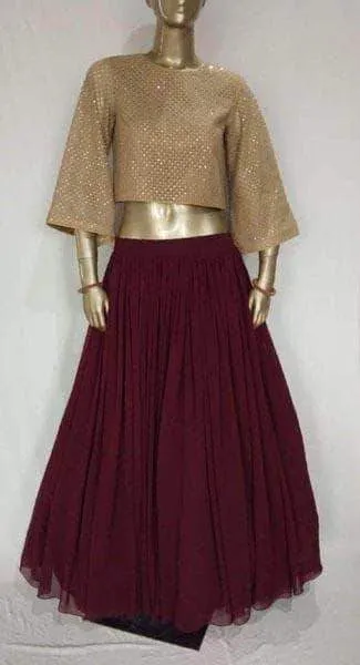 Georgette gown with shimmer top