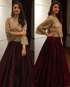 Georgette gown with shimmer top