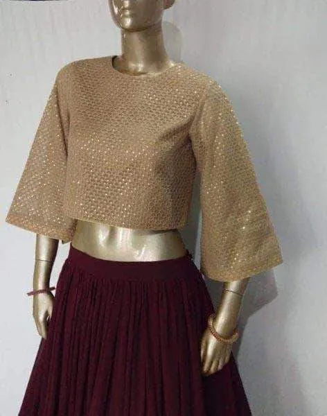 Georgette gown with shimmer top