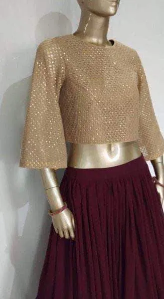 Georgette gown with shimmer top