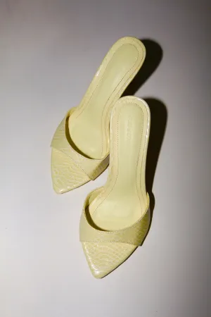 Gia Butter Yellow Reptile Vegan Mules 80 mm