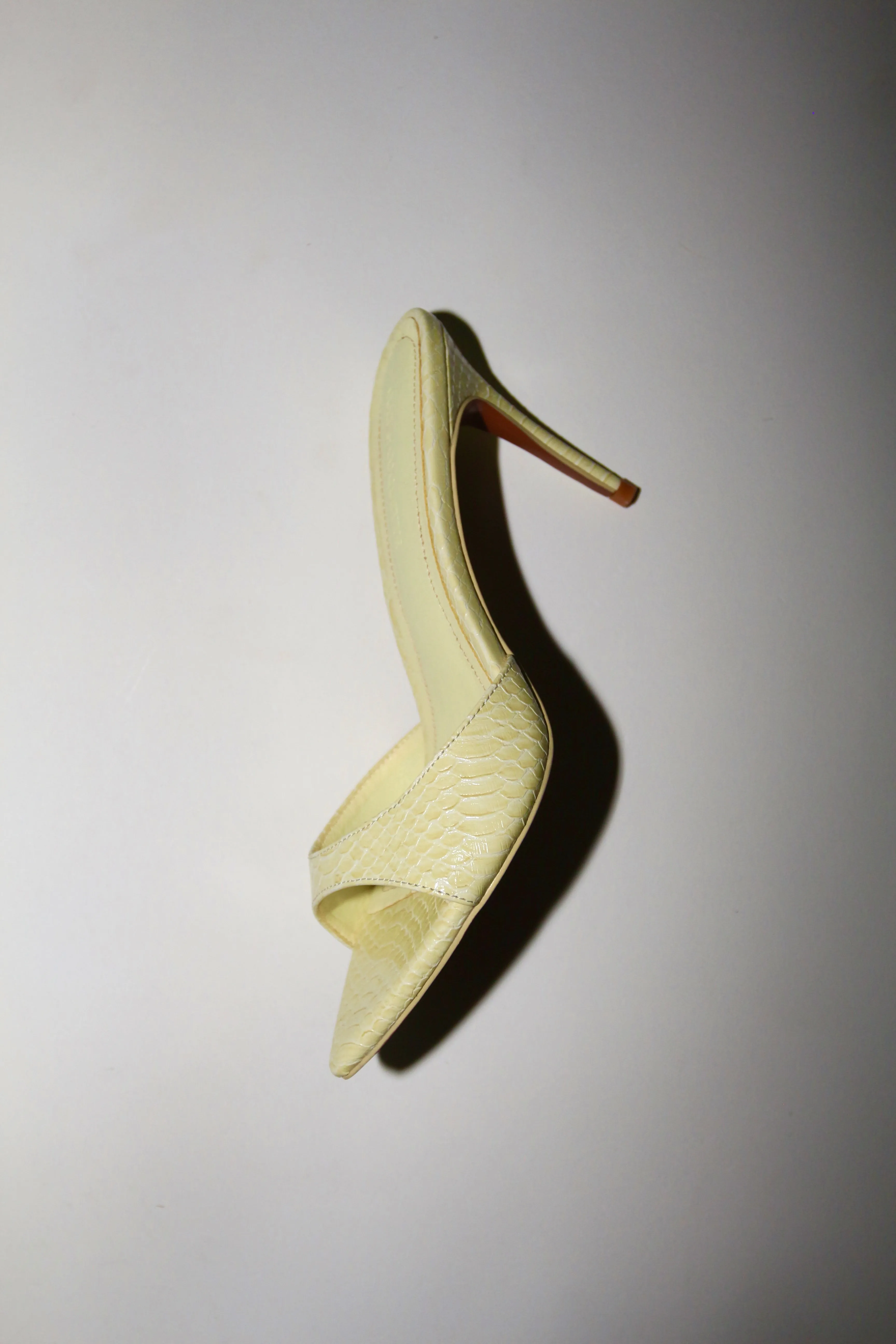Gia Butter Yellow Reptile Vegan Mules 80 mm