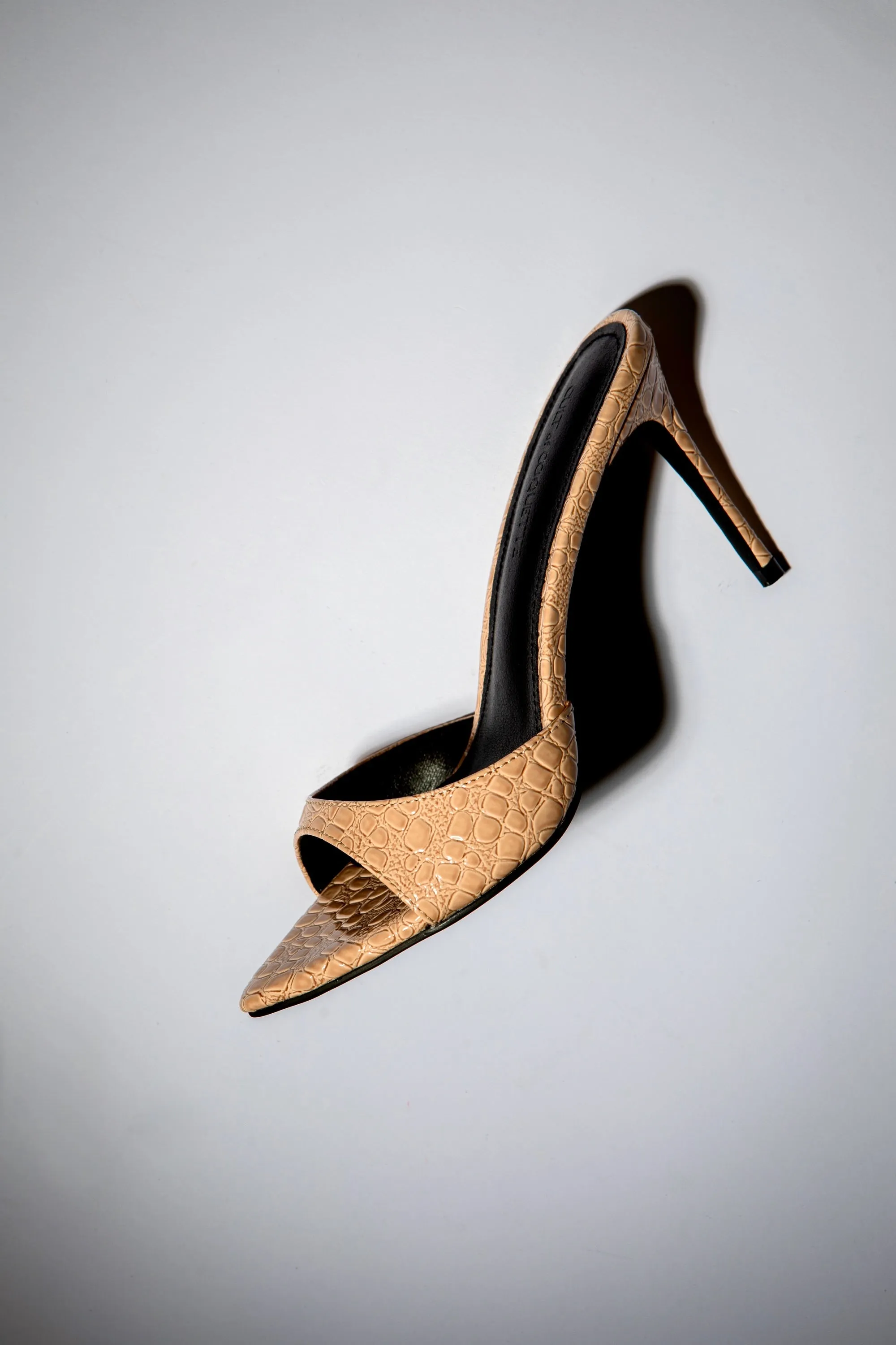 Gia Nude Croc Patent Vegan Mules 80 mm