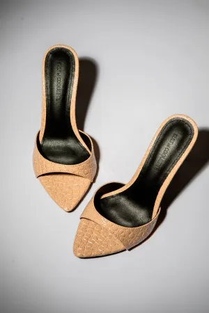 Gia Nude Croc Patent Vegan Mules 80 mm