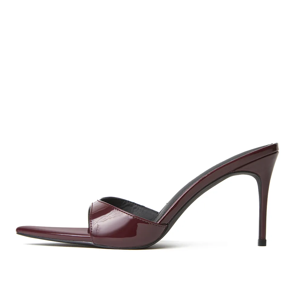 Gia Wine Patent Leather Vegan Mules 80 mm (Elongated Toe)