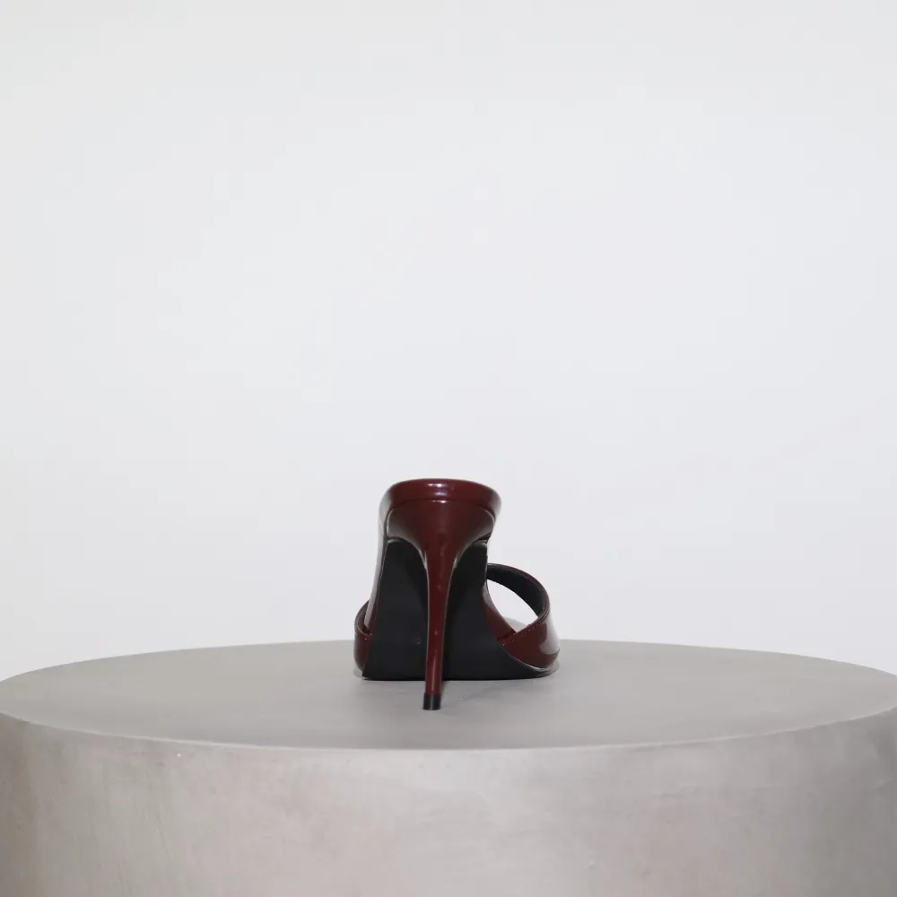 Gia Wine Patent Leather Vegan Mules 80 mm (Elongated Toe)
