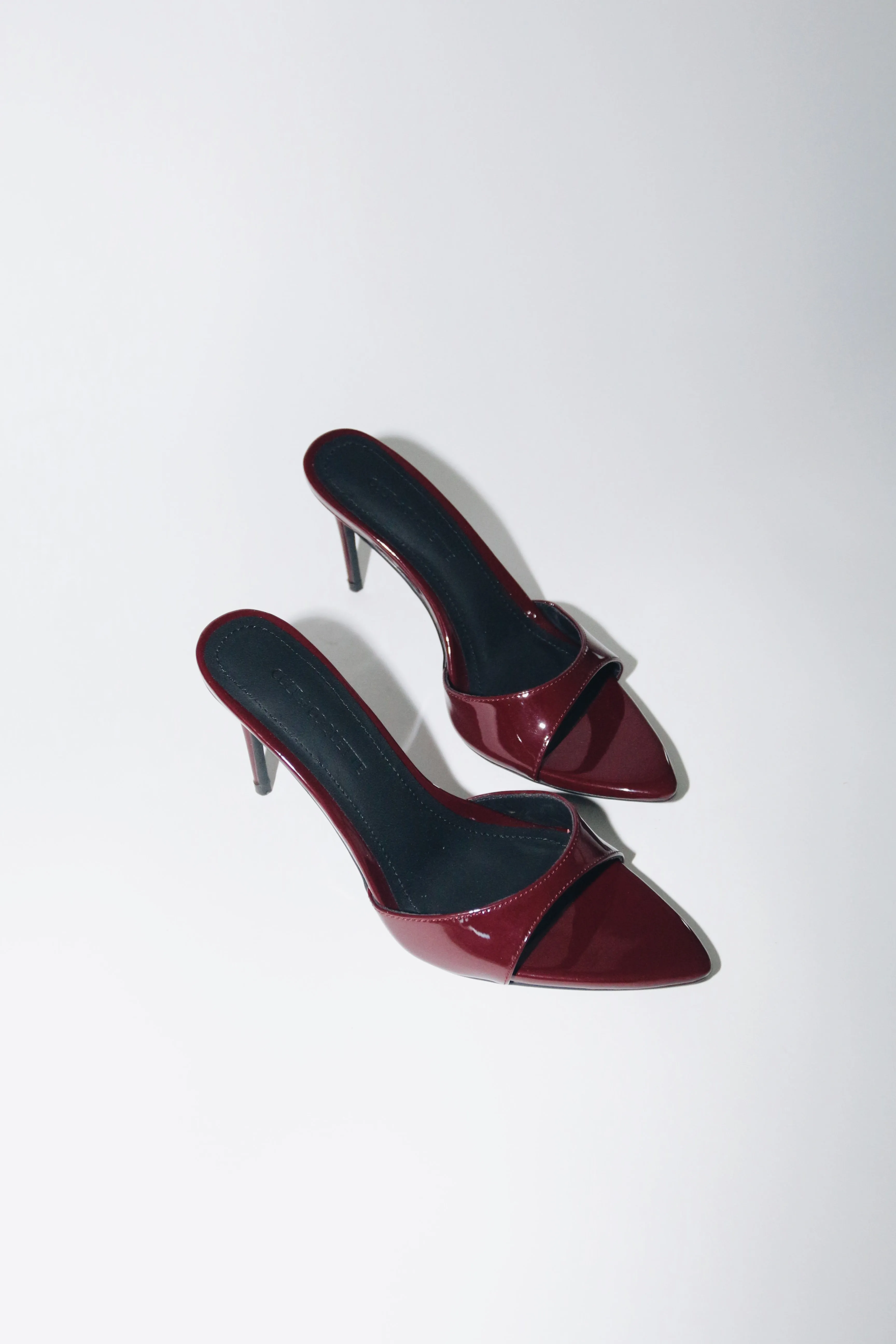 Gia Wine Patent Leather Vegan Mules 80 mm (Elongated Toe)