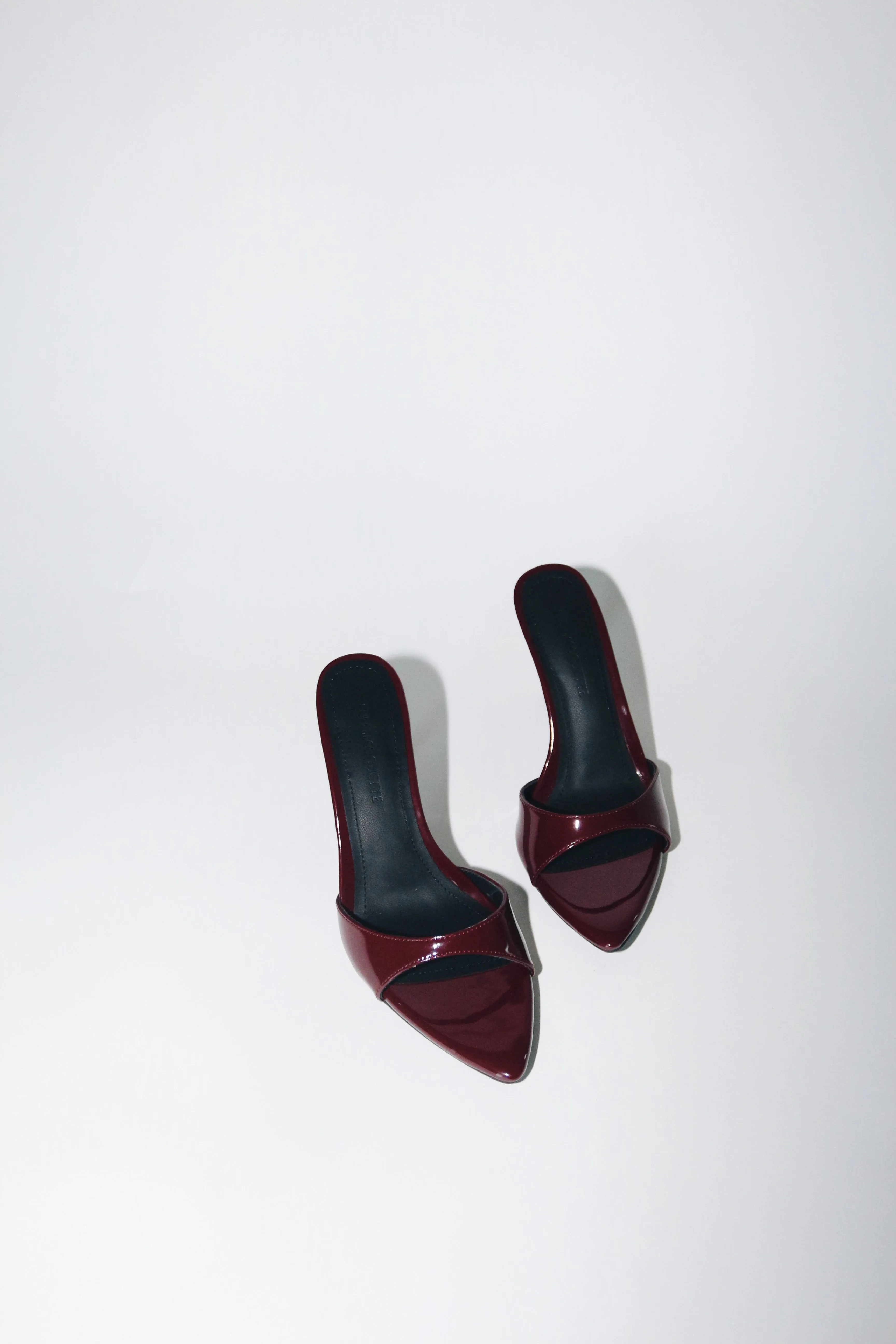 Gia Wine Patent Leather Vegan Mules 80 mm (Elongated Toe)