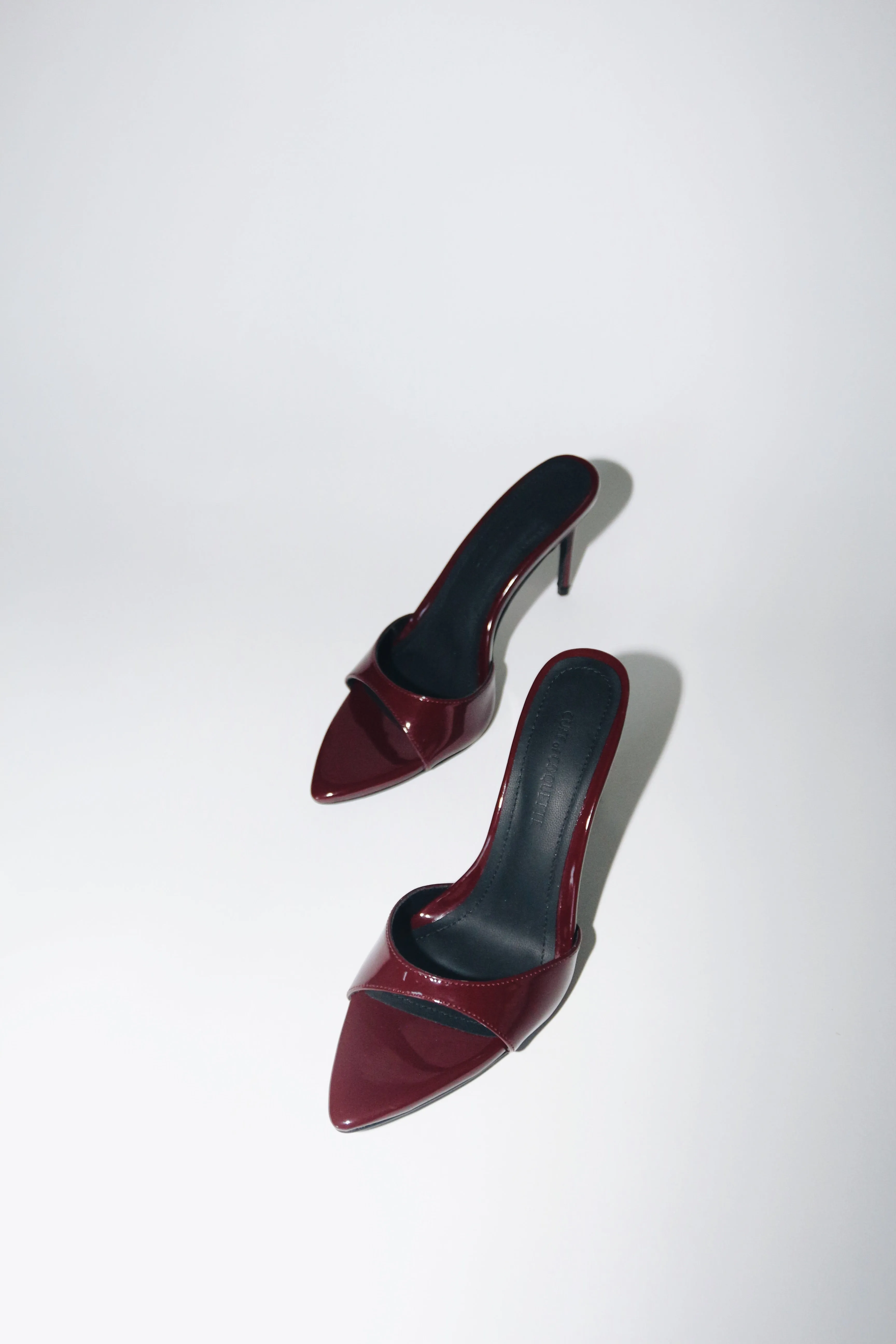 Gia Wine Patent Leather Vegan Mules 80 mm (Elongated Toe)