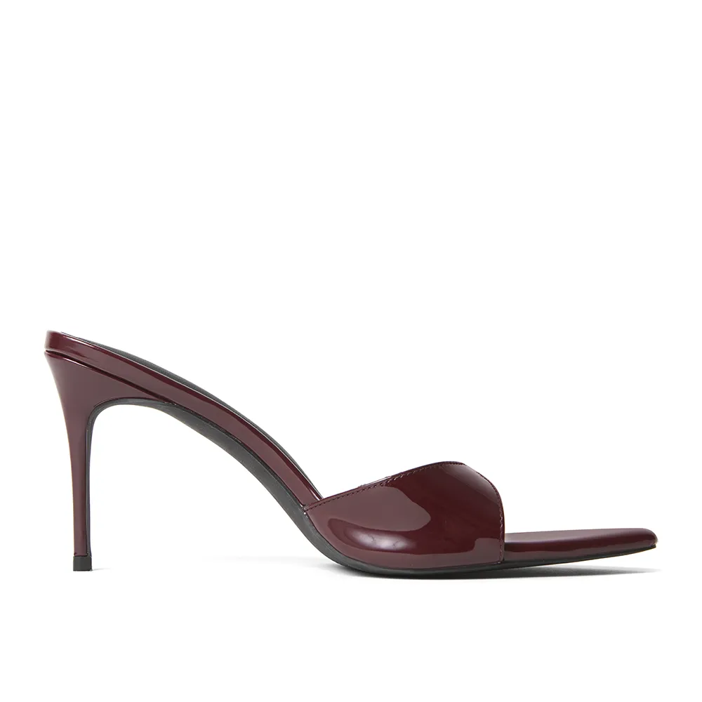 Gia Wine Patent Leather Vegan Mules 80 mm (Elongated Toe)