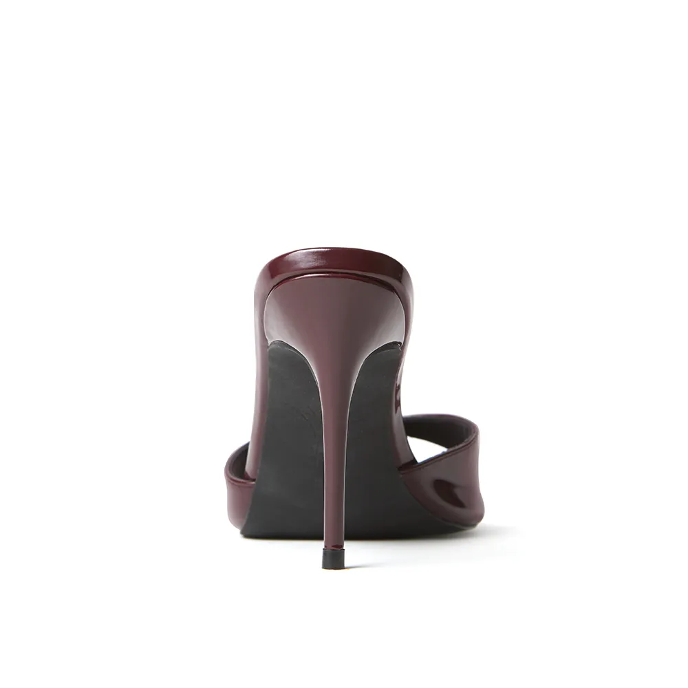 Gia Wine Patent Leather Vegan Mules 80 mm (Elongated Toe)