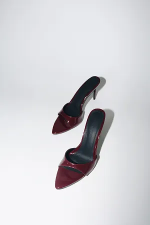 Gia Wine Patent Leather Vegan Mules 80 mm (Elongated Toe)