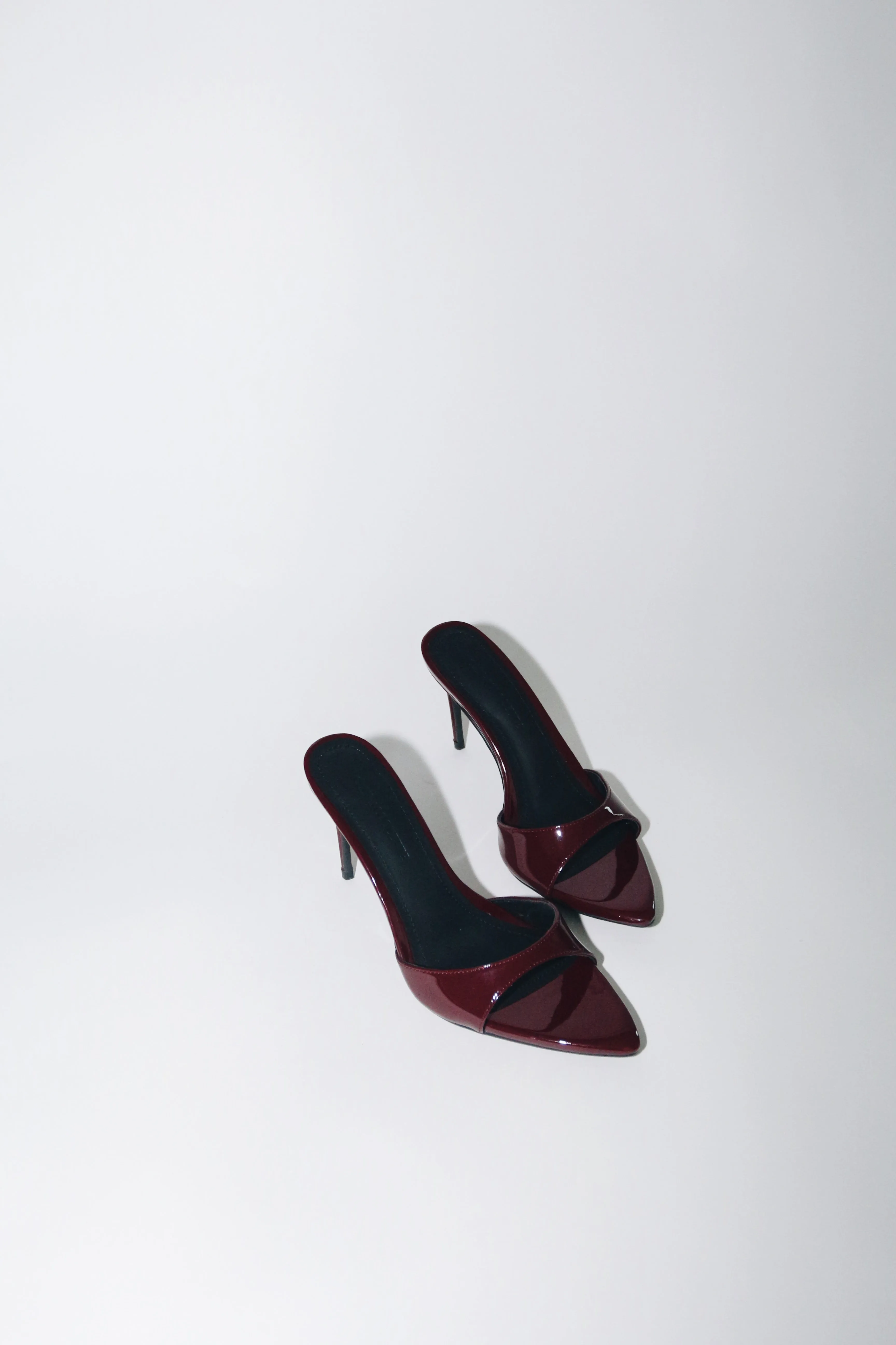 Gia Wine Patent Leather Vegan Mules 80 mm (Elongated Toe)
