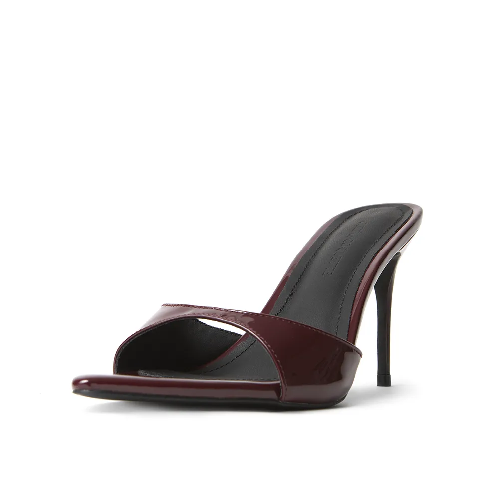 Gia Wine Patent Leather Vegan Mules 80 mm (Elongated Toe)
