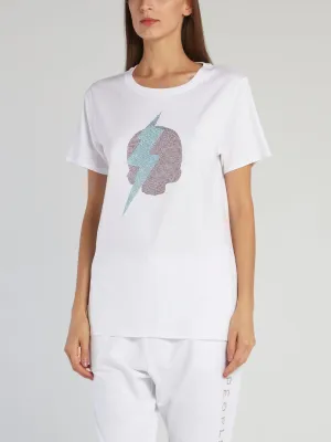 Giselle White Studded Logo T-Shirt