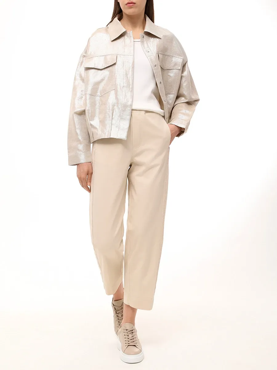 GOLD CROPPED COTTON LINEN JACKET