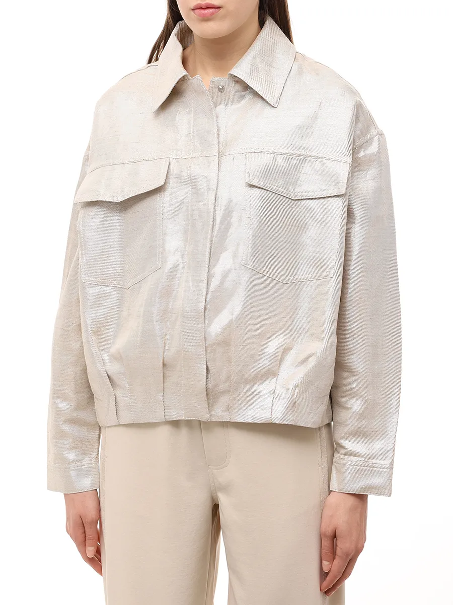 GOLD CROPPED COTTON LINEN JACKET