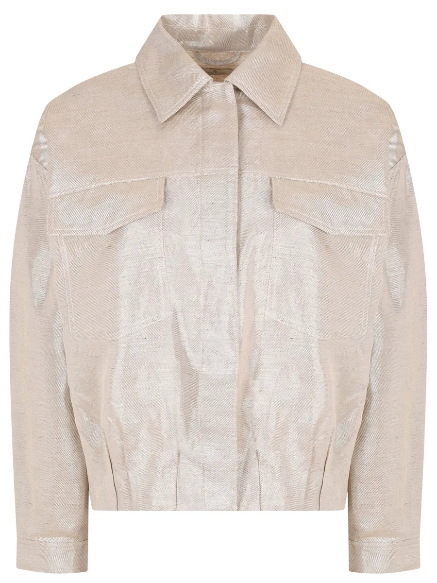 GOLD CROPPED COTTON LINEN JACKET