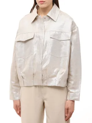 GOLD CROPPED COTTON LINEN JACKET