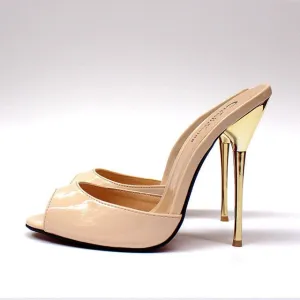 Gold Open Toe High Heels Pumps Women Sexy 13cm Stilettos Sandals