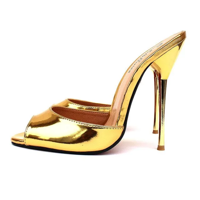 Gold Open Toe High Heels Pumps Women Sexy 13cm Stilettos Sandals