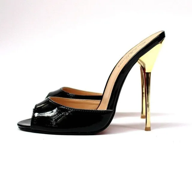Gold Open Toe High Heels Pumps Women Sexy 13cm Stilettos Sandals