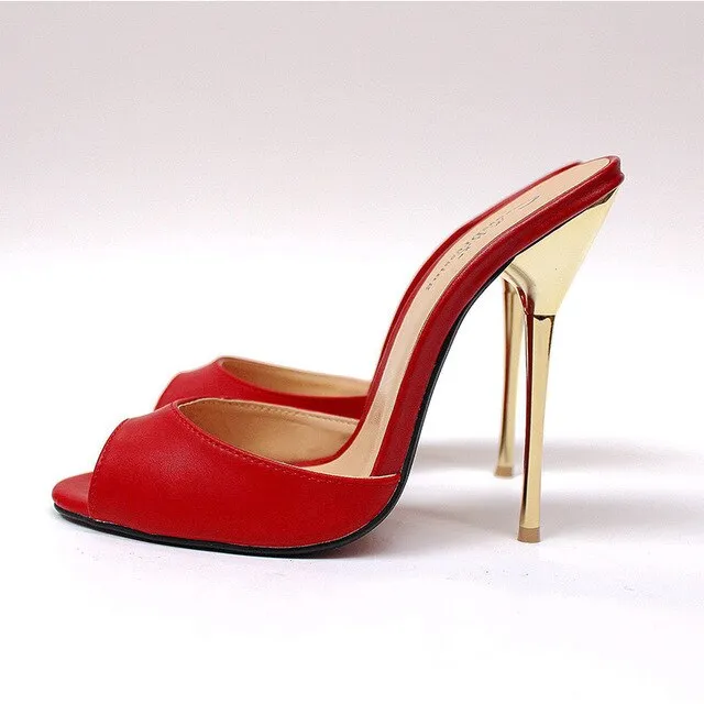 Gold Open Toe High Heels Pumps Women Sexy 13cm Stilettos Sandals